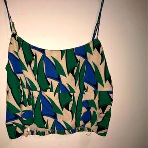 Brand new crop top from Zara, xs nice material green, blue and cream color.